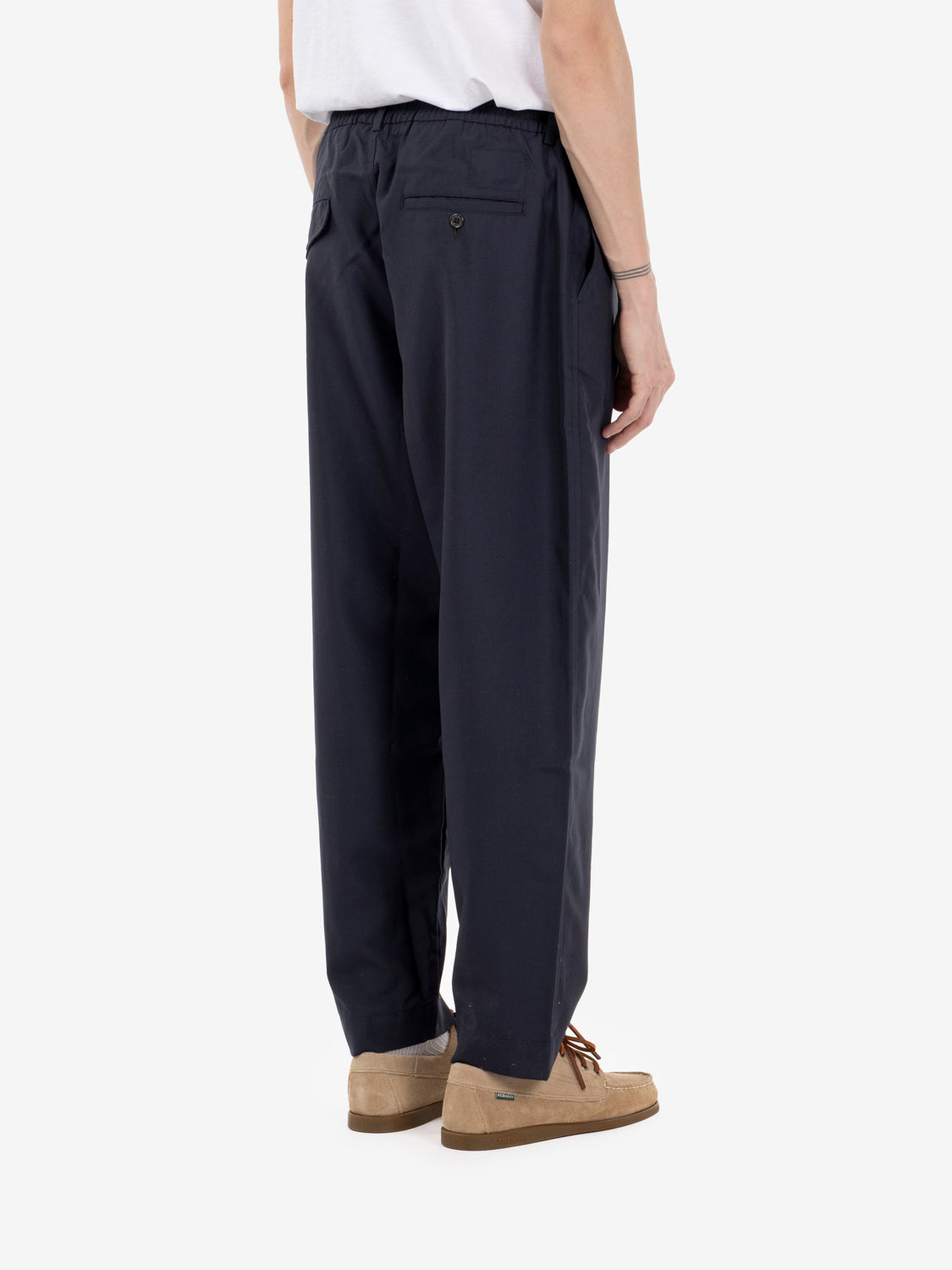 Pleated track pants navy