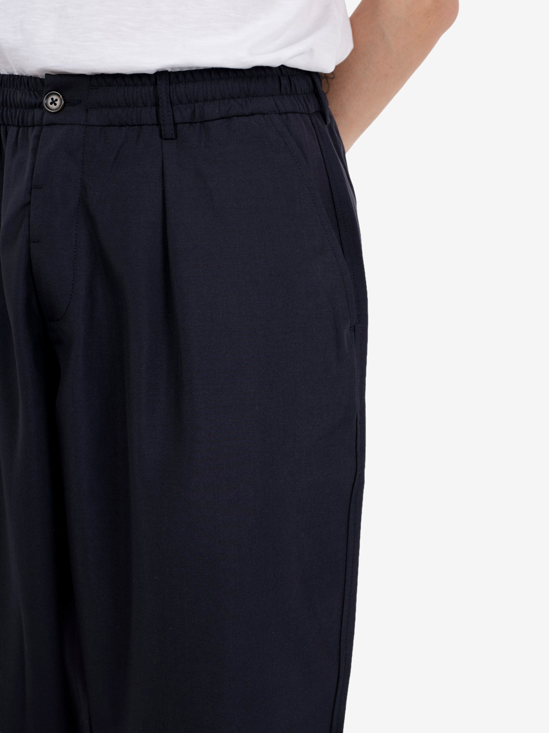 Pleated track pants navy