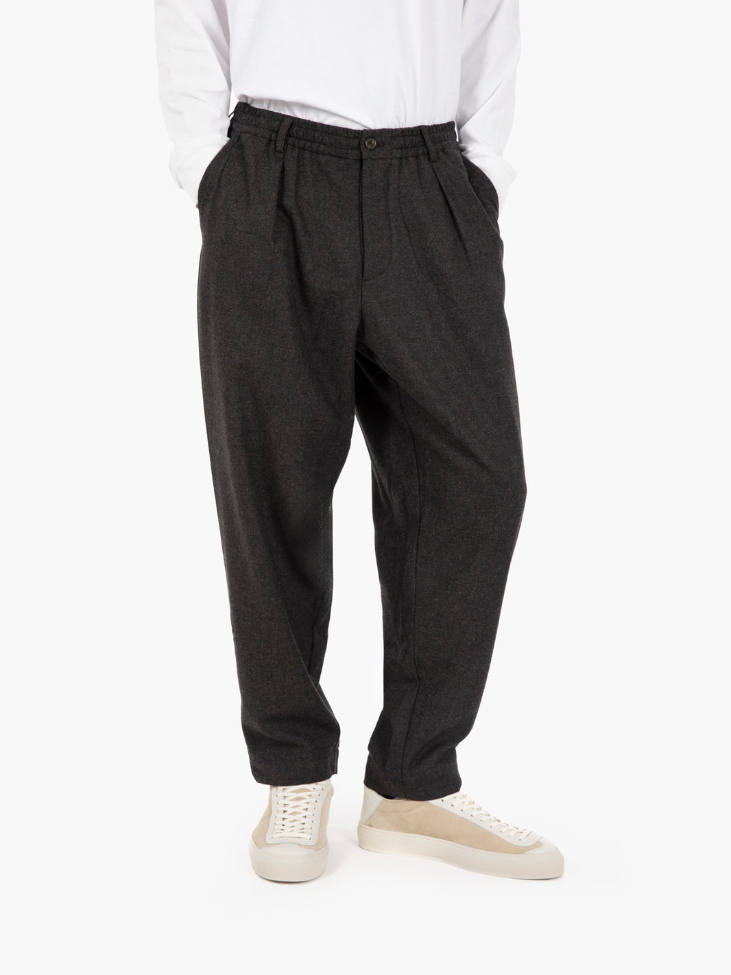 Pleated Track Pant upcycled brown