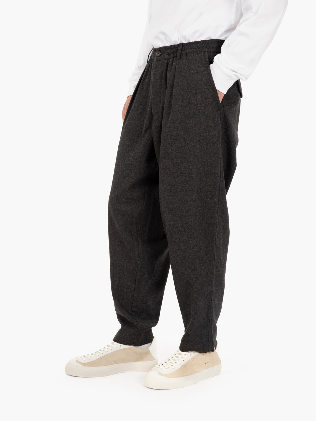 Pleated Track Pant upcycled brown