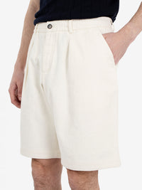 Pleated track shorts ecru