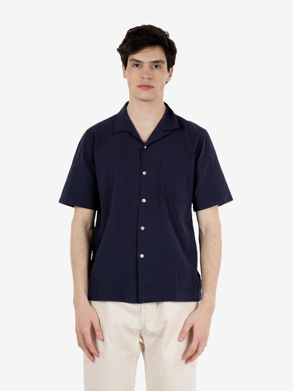 Road shirt seersucker shirting navy