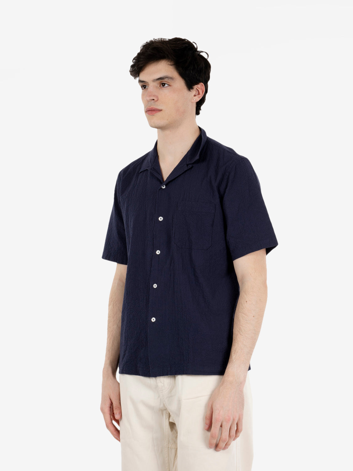 Road shirt seersucker shirting navy