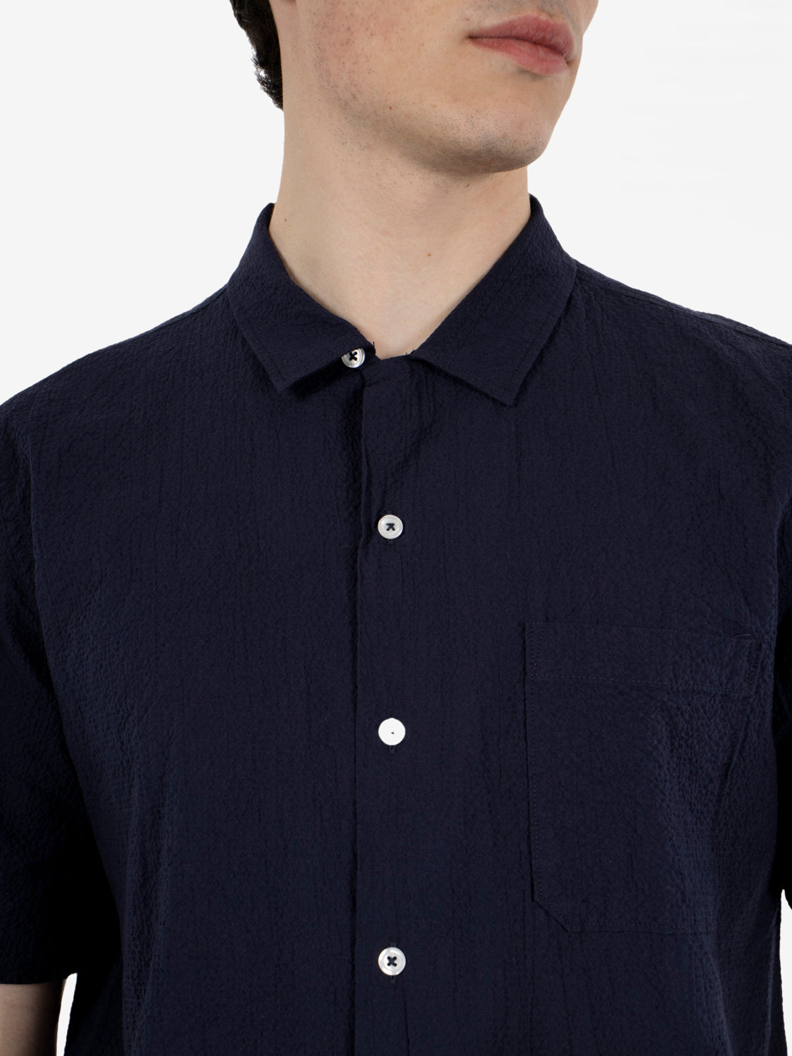 Road shirt seersucker shirting navy