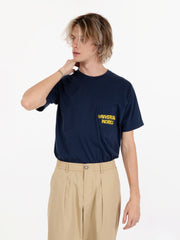 UNIVERSAL WORKS - T-shirt print pocket navy