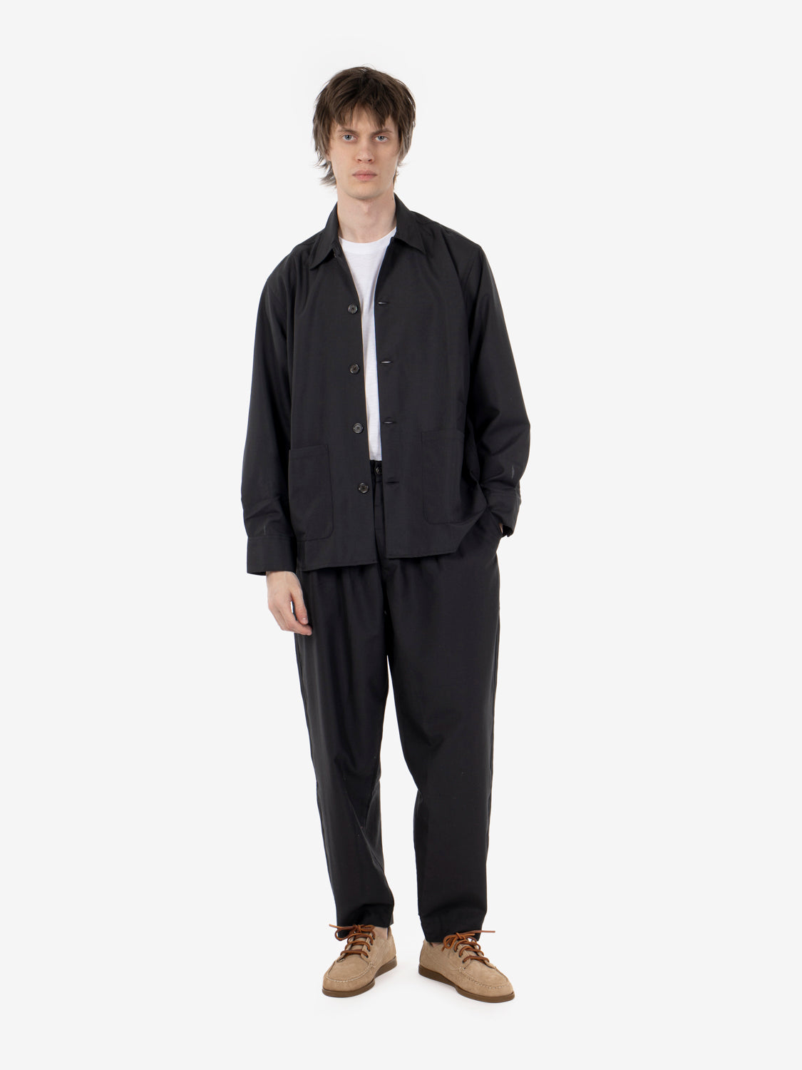 Pleated track pant black