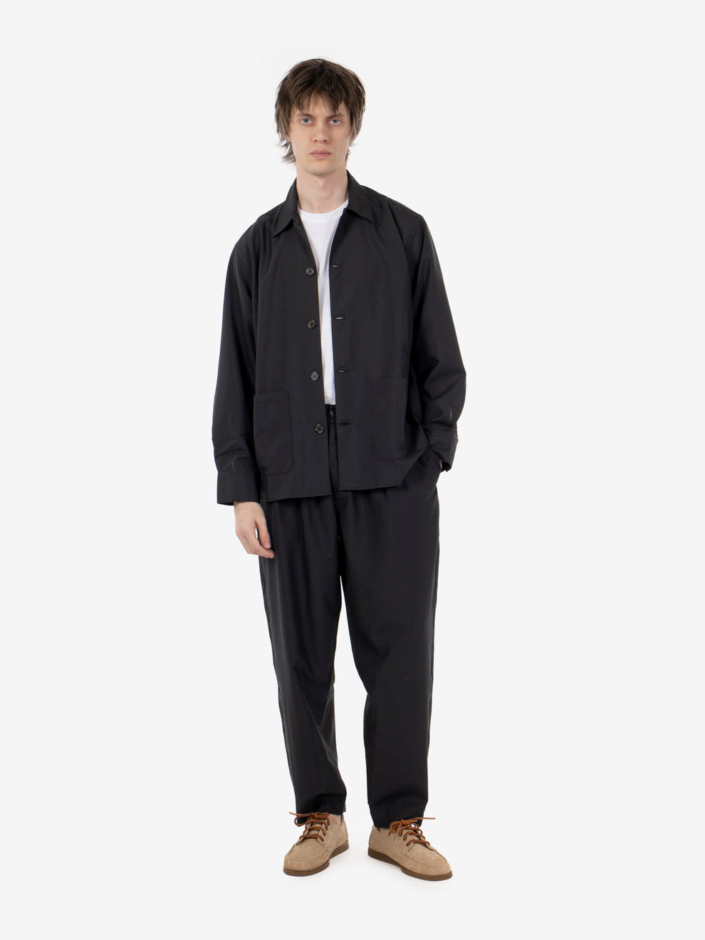 Pleated track pant black