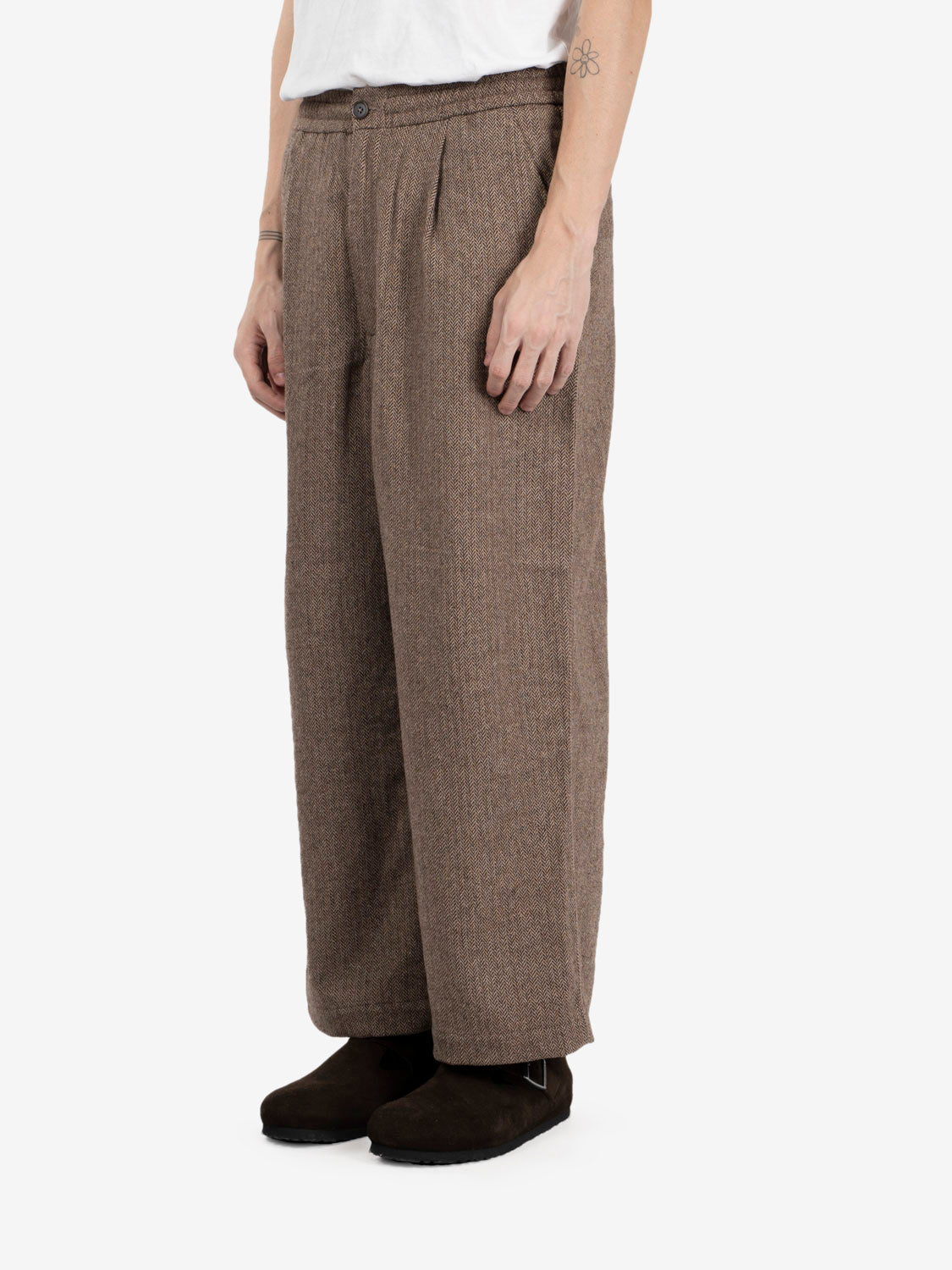 Wool Herringbone Gillespie pant brown