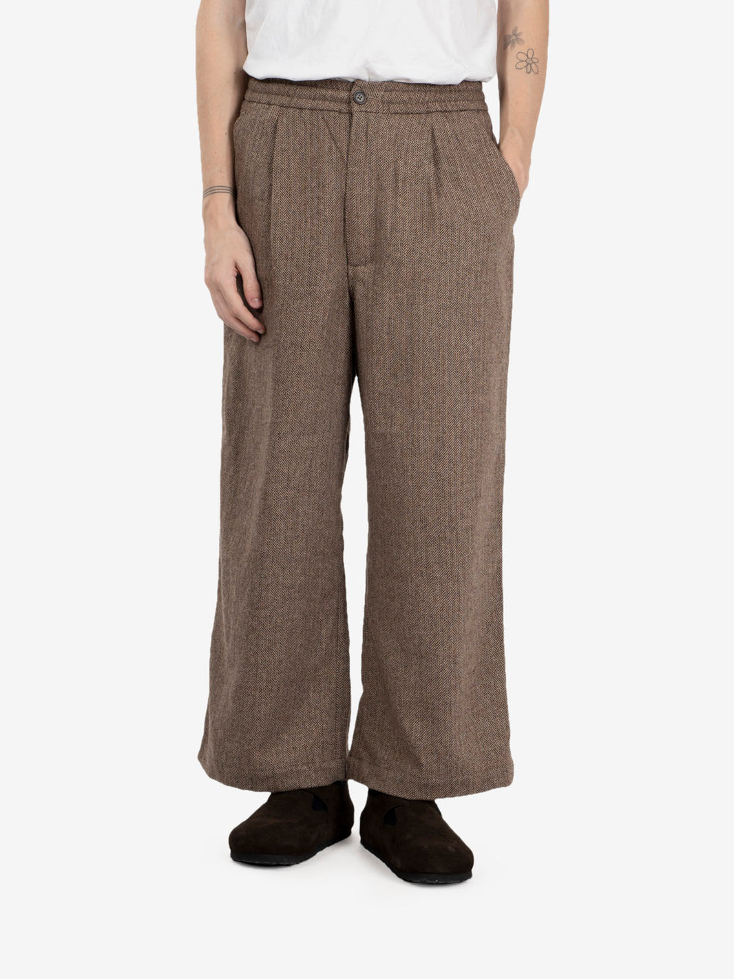 Wool Herringbone Gillespie pant brown