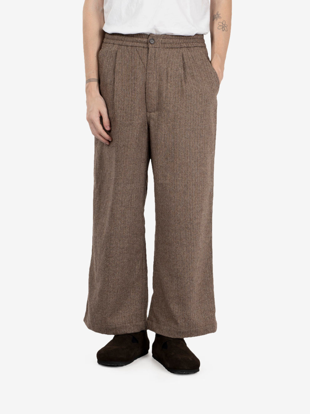 Wool Herringbone Gillespie pant brown
