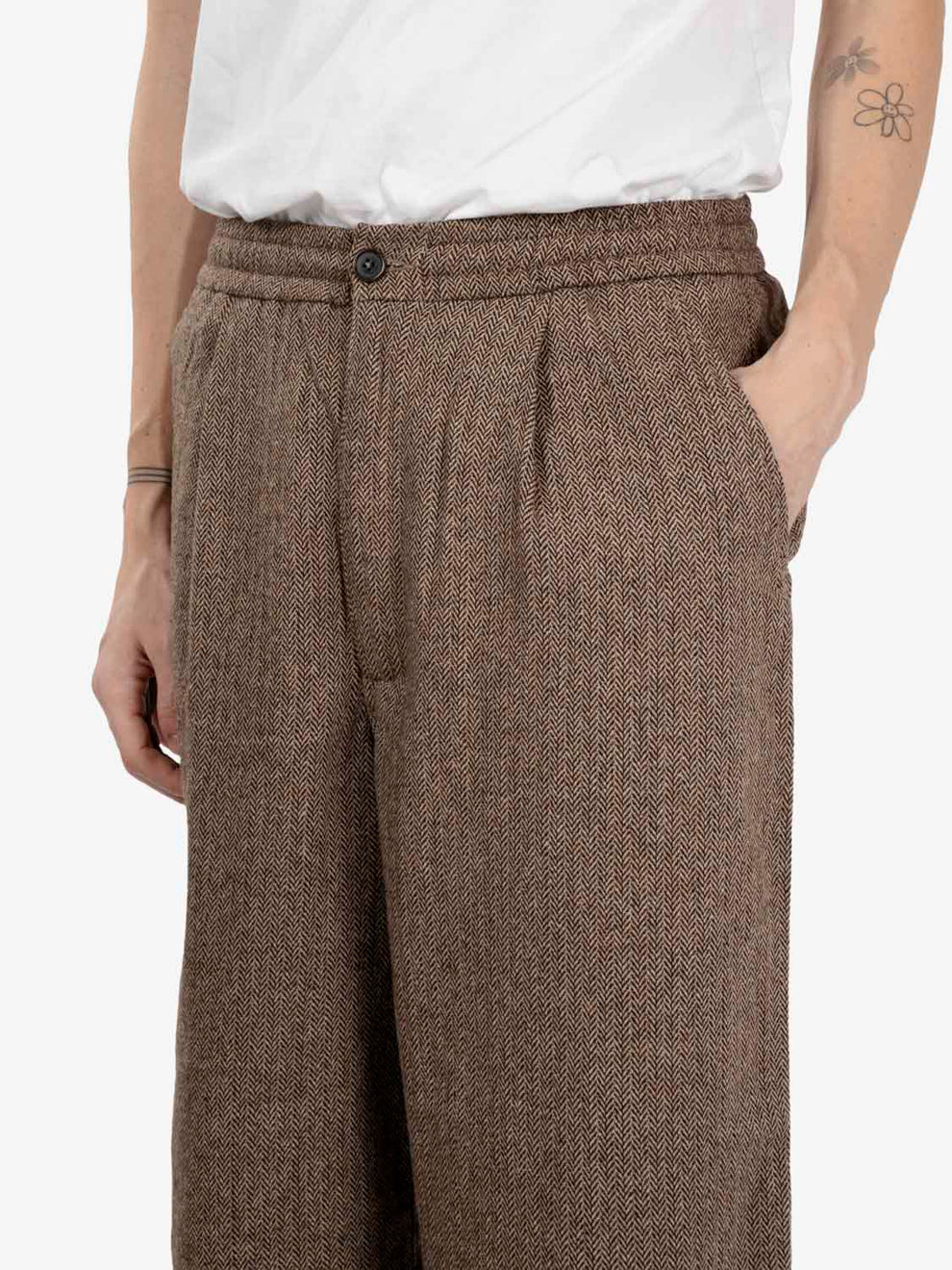 Wool Herringbone Gillespie pant brown