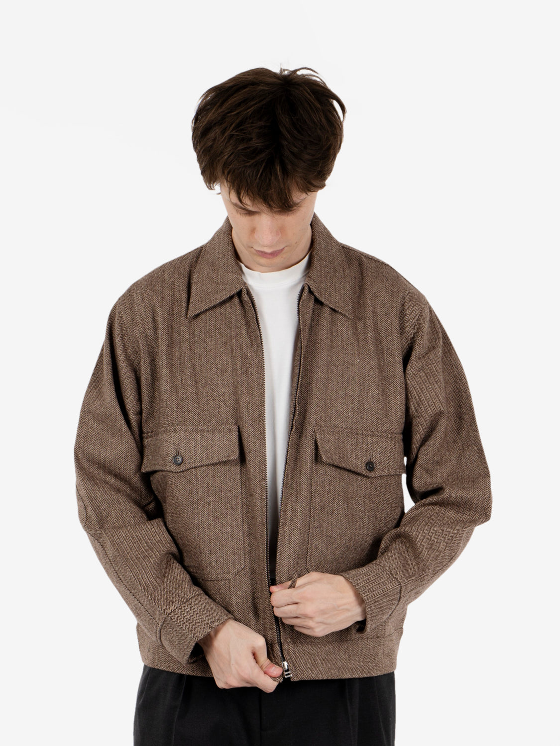 Wool Herringbone jacket brown