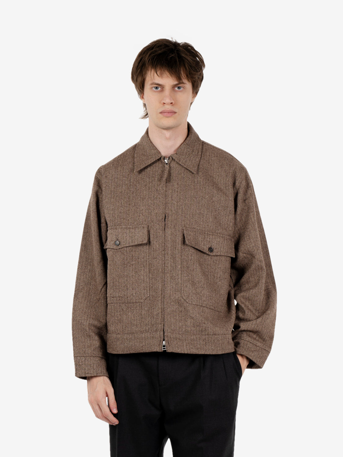 Wool Herringbone jacket brown
