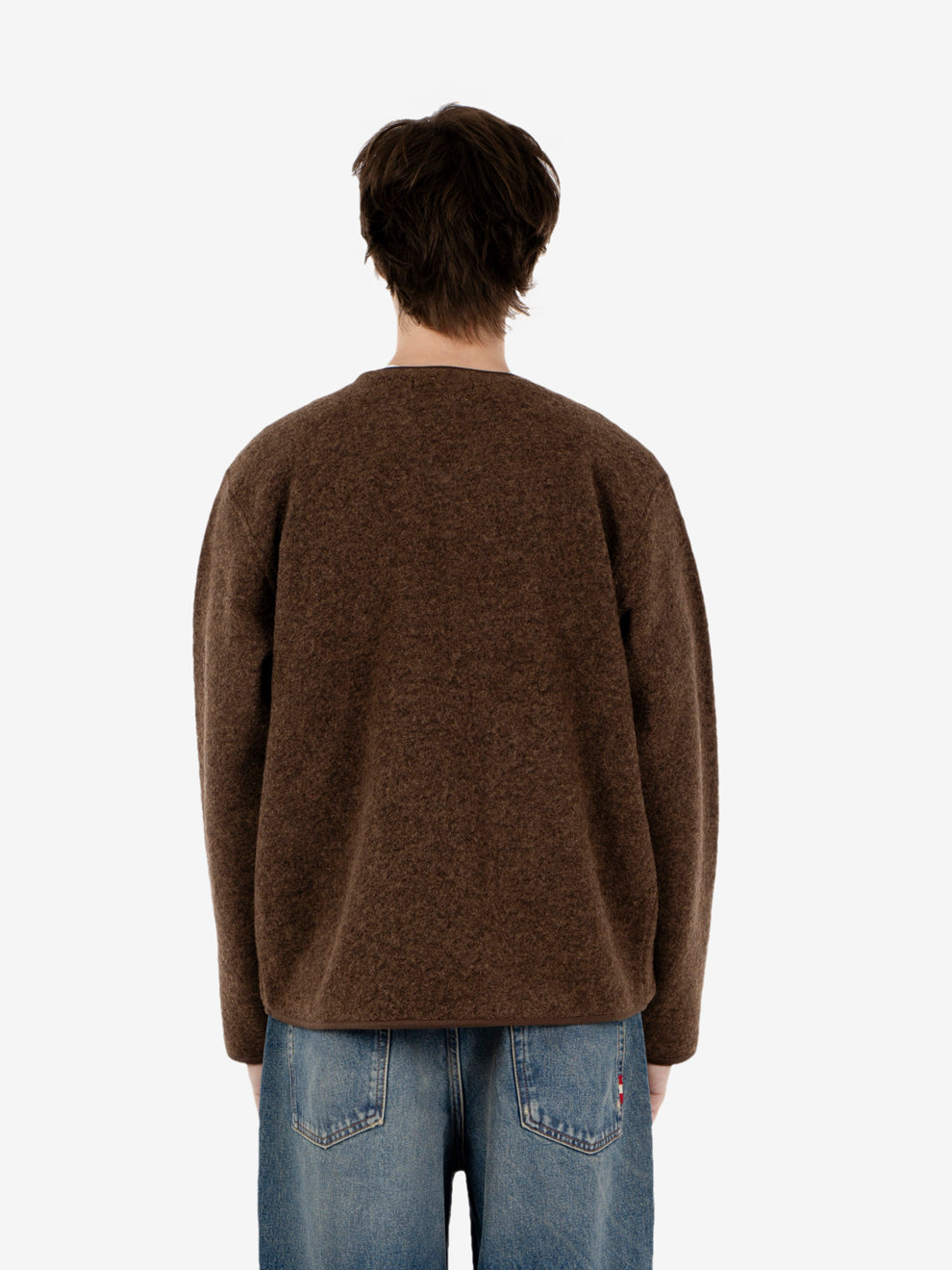 Zip liner wool fleece jacket brown