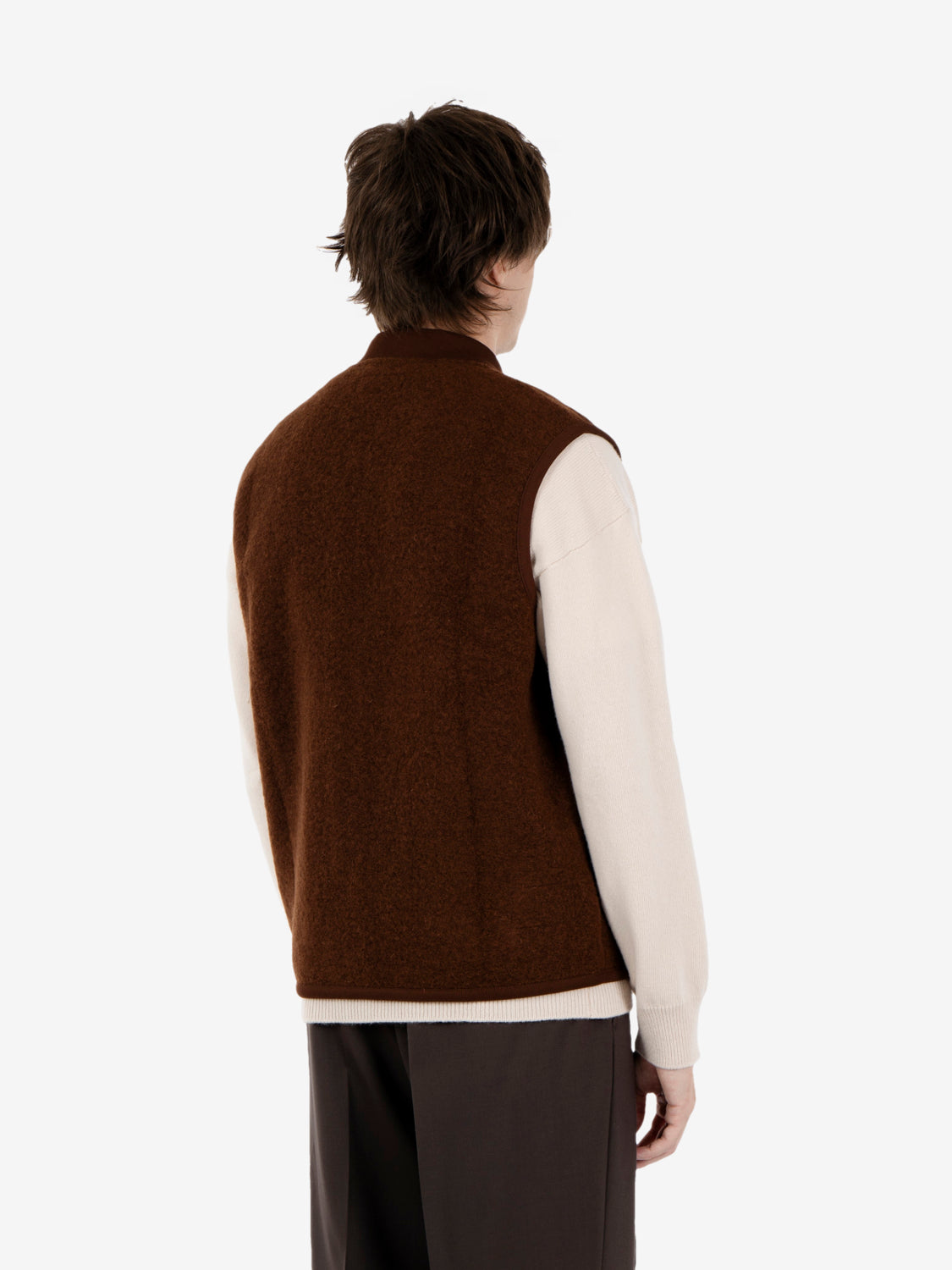 Zip Waistcost wool fleece cacao