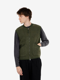 Zip Waistcost wool fleece olive
