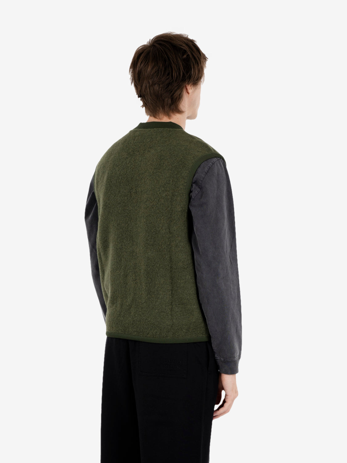 Zip Waistcost wool fleece olive
