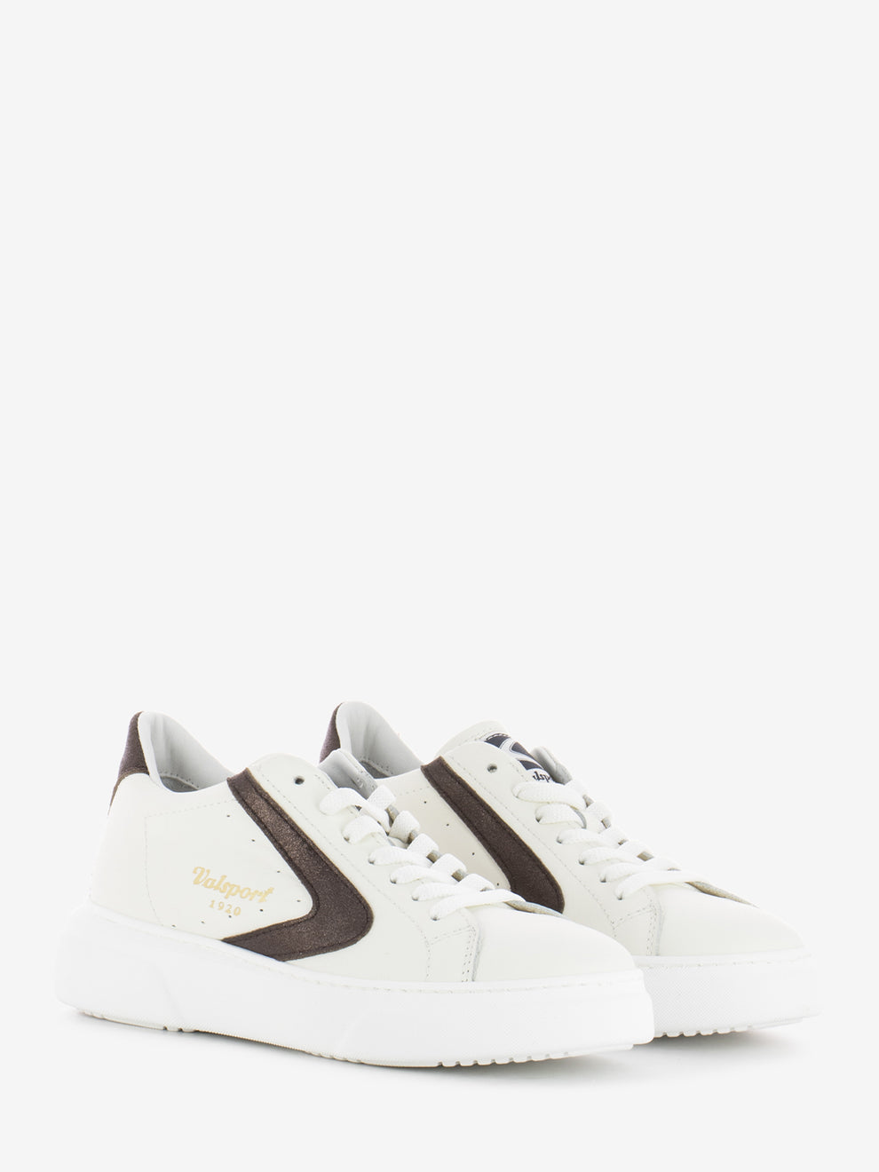 Sneakers Tournament nappa white / dark brown / glitter