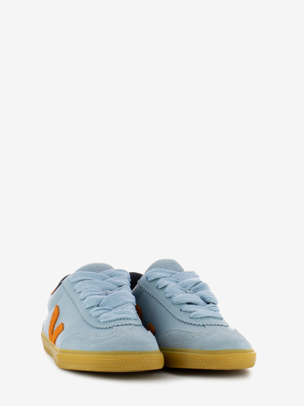Sneakers pelle e camoscio steel / pumpkin