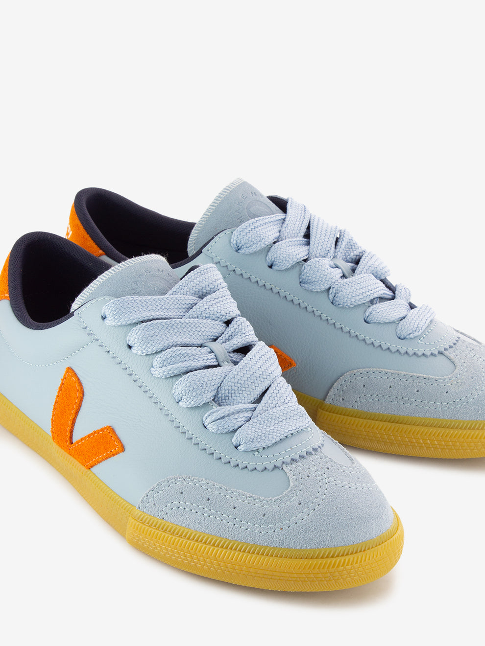 Sneakers pelle e camoscio steel / pumpkin