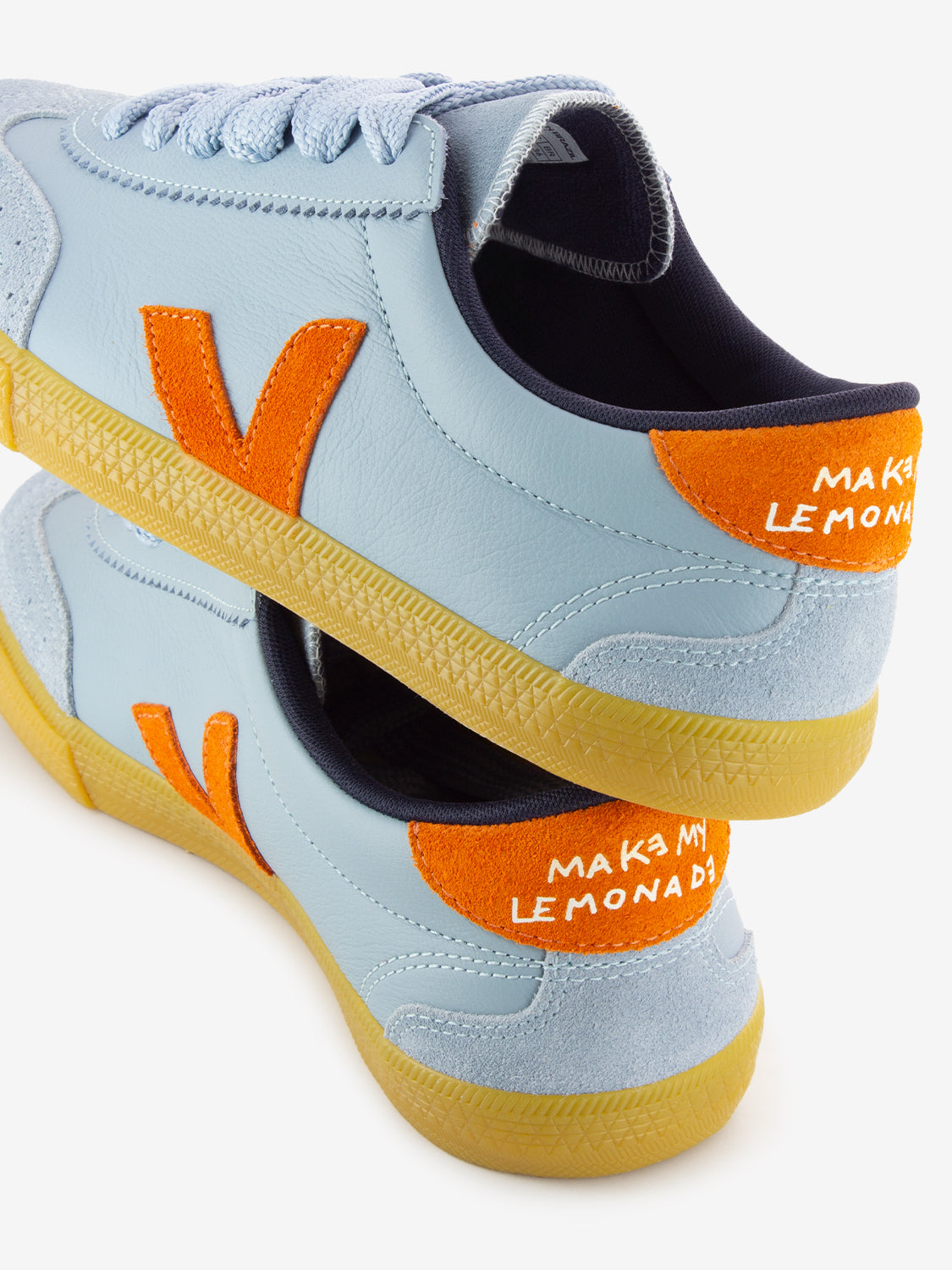 Sneakers pelle e camoscio steel / pumpkin