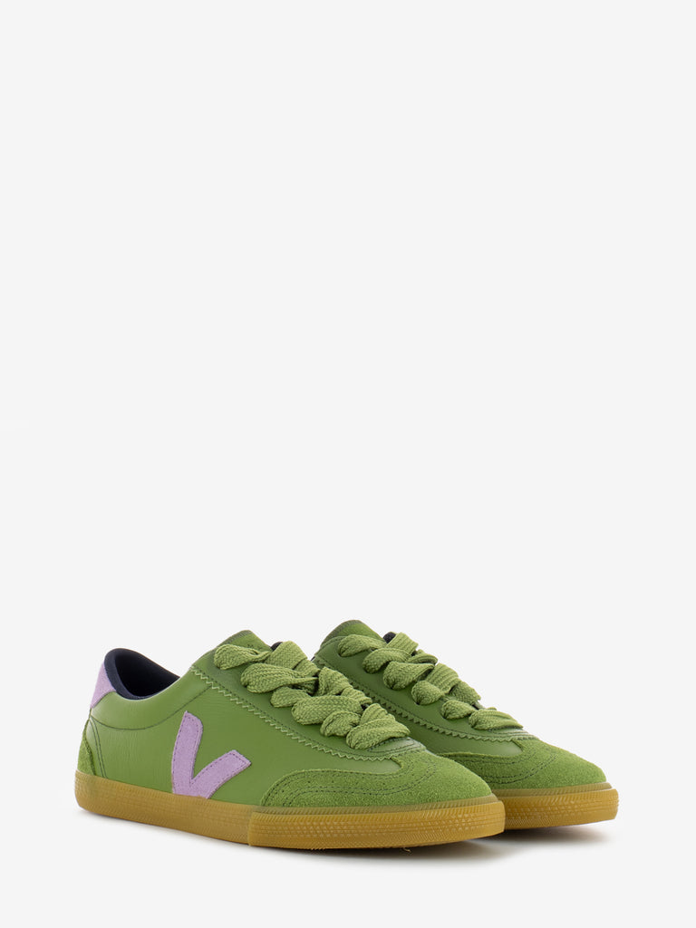 VEJA - Sneakers pelle e camoscio kiwi / orchid