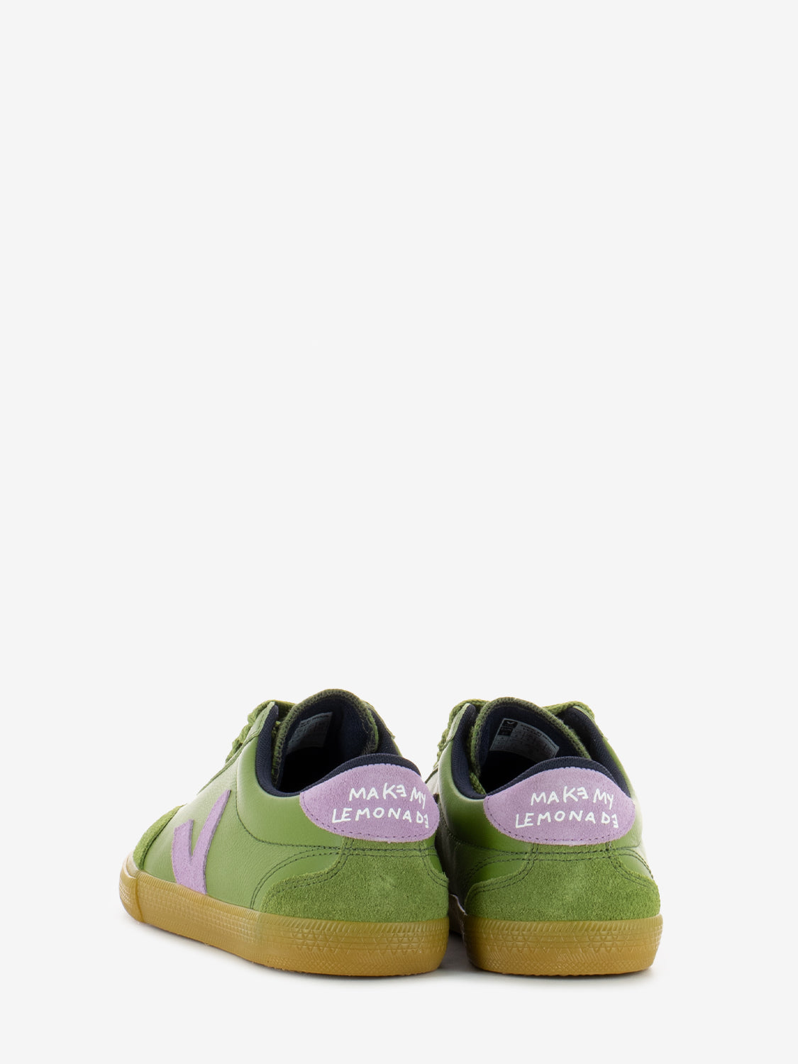 Sneakers pelle e camoscio kiwi / orchid