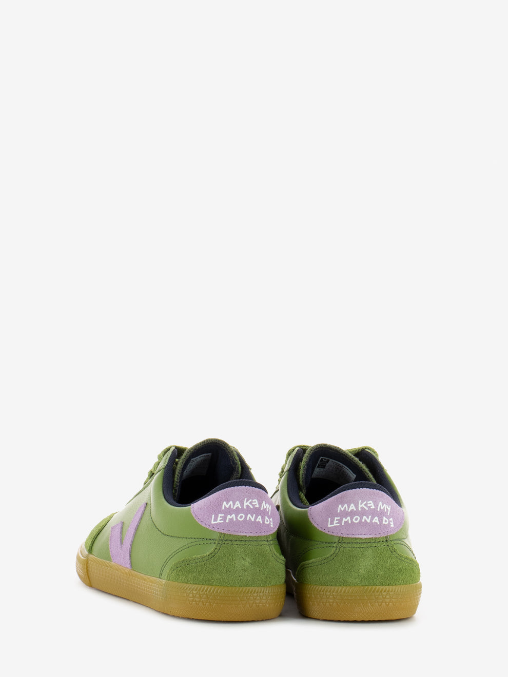 Sneakers pelle e camoscio kiwi / orchid