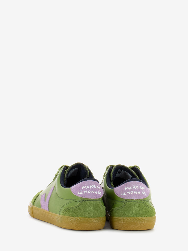 VEJA - Sneakers pelle e camoscio kiwi / orchid