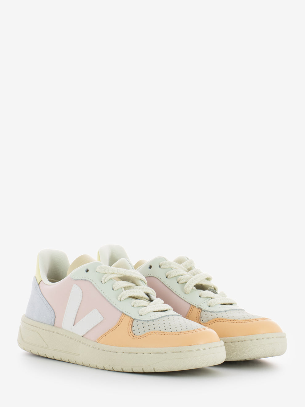 V-10 in pelle petale / white / multicolor