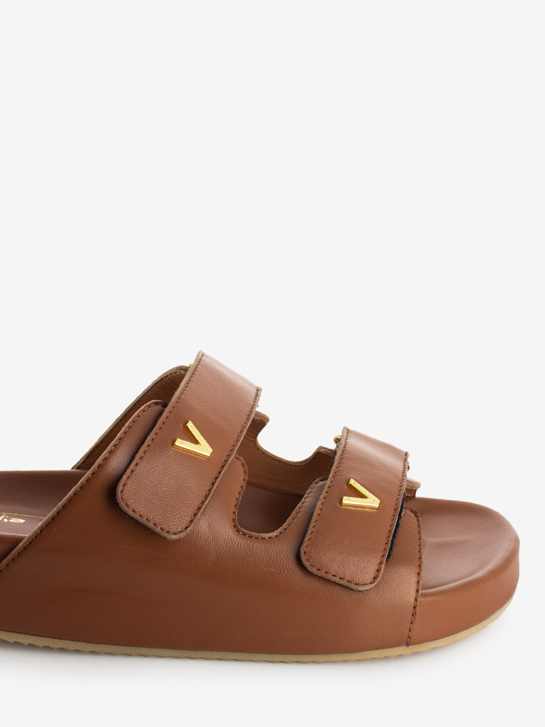 Double leather band slipper