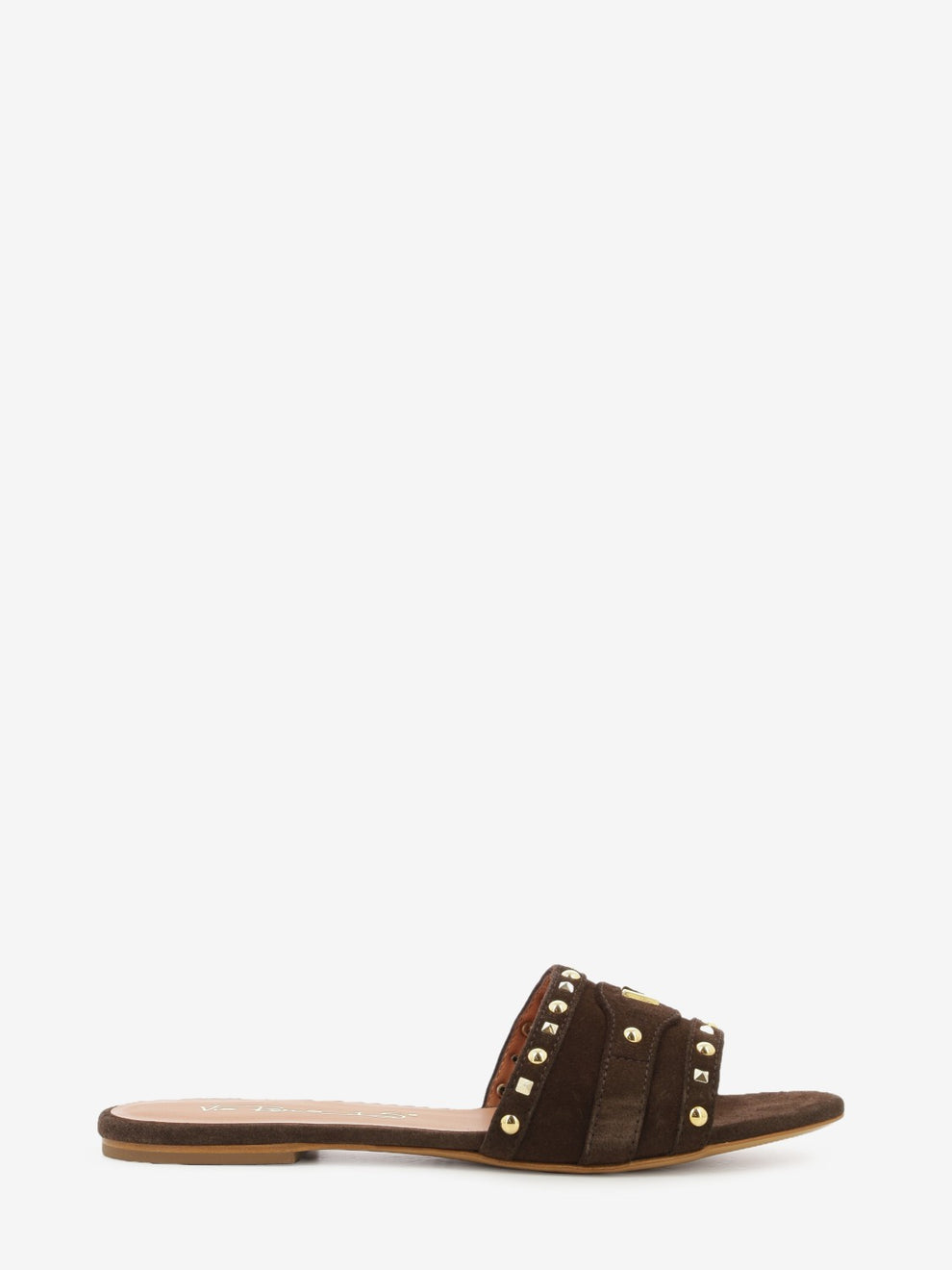 Brown velour studded slipper