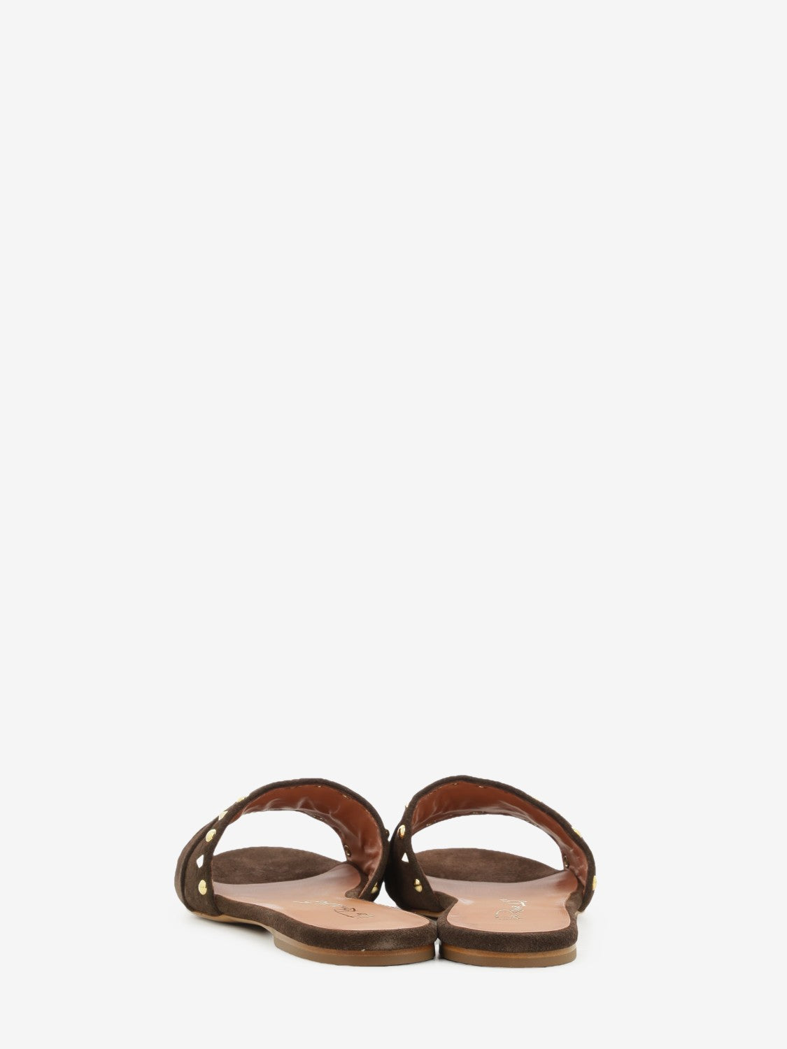 Brown velour studded slipper