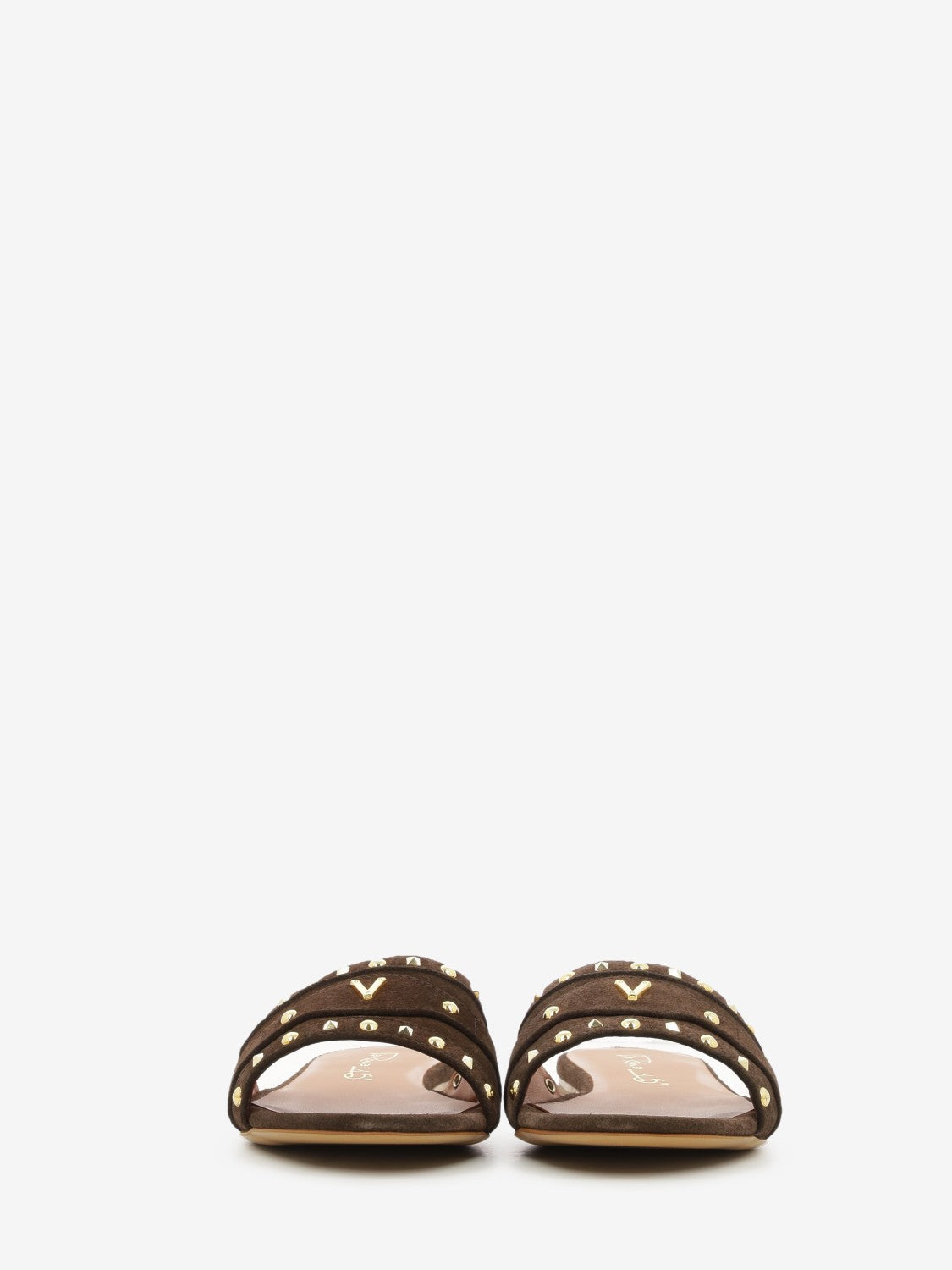 Brown velour studded slipper