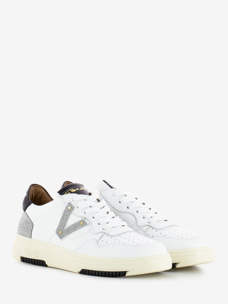 VIA ROMA 15 - Sneakers in pelle glitter bianco / argento