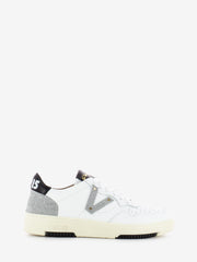 VIA ROMA 15 - Sneakers in pelle glitter bianco / argento