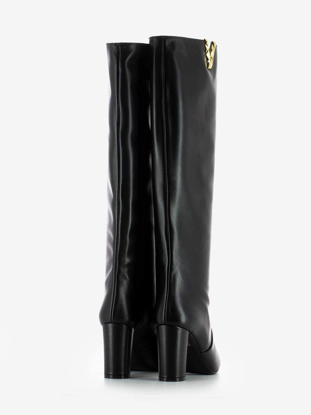 Stivale tacco largo in pelle soft nero