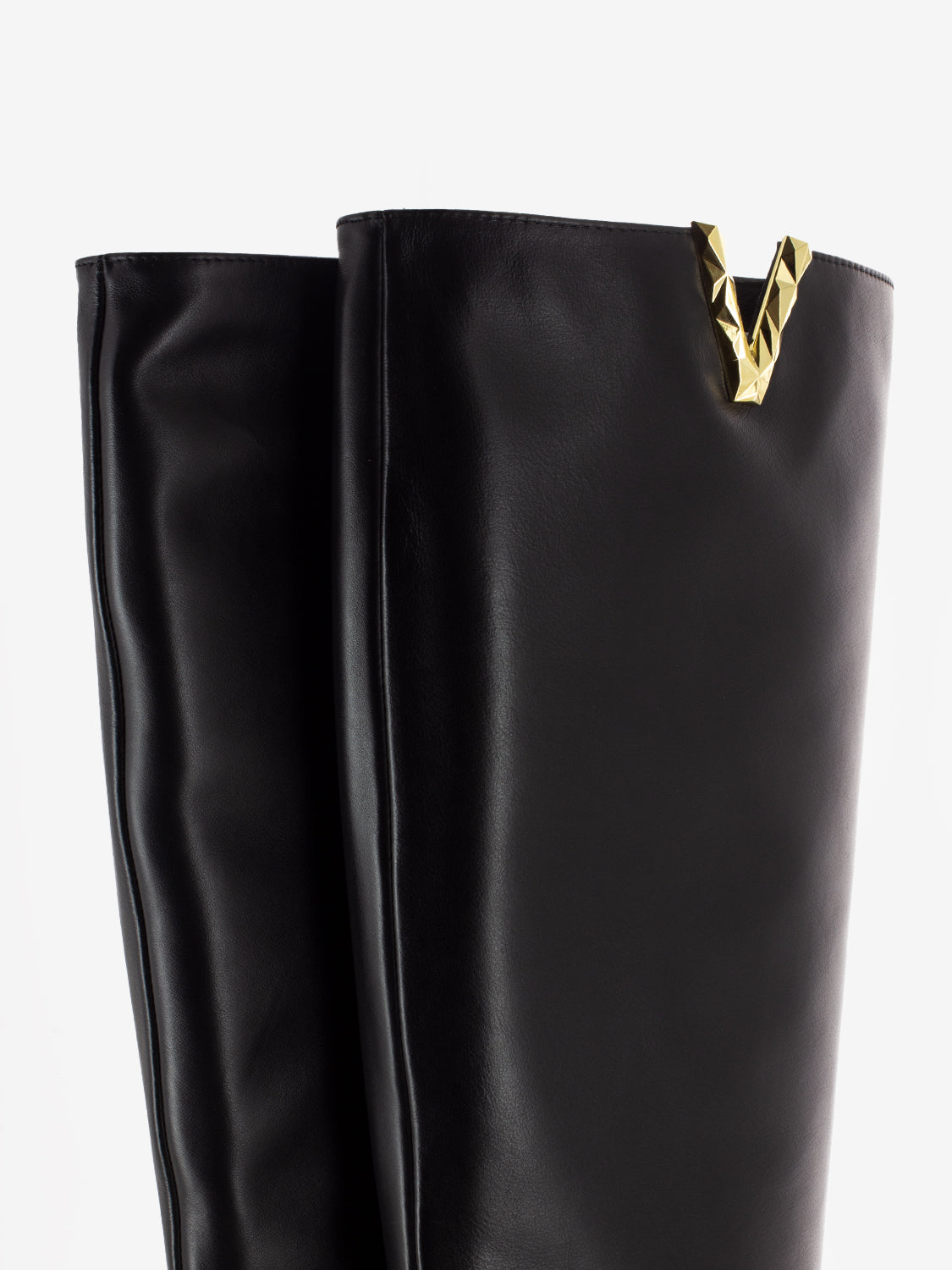 Stivale tacco largo in pelle soft nero