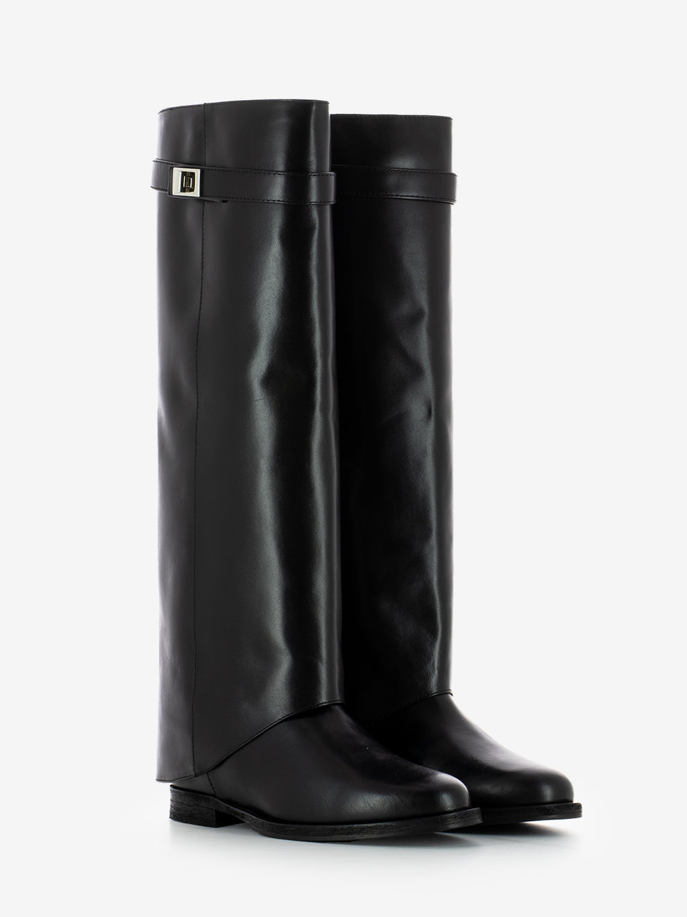 Stivali con risvolto e lucchetto nero