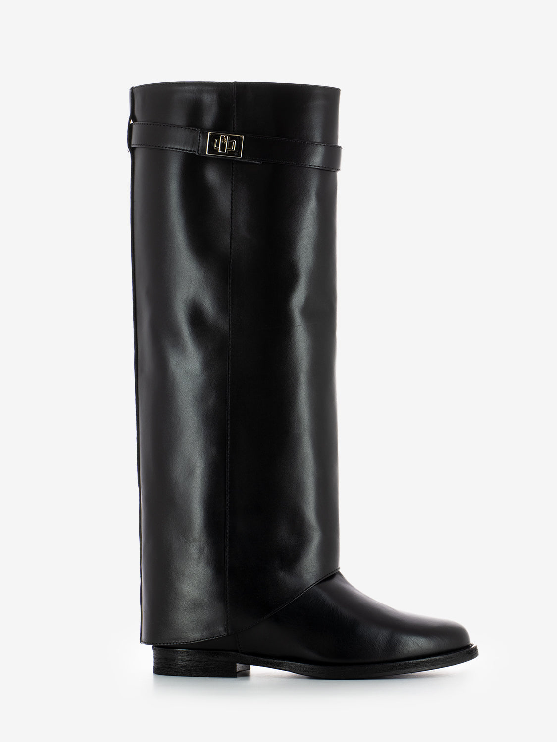 Stivali con risvolto e lucchetto nero