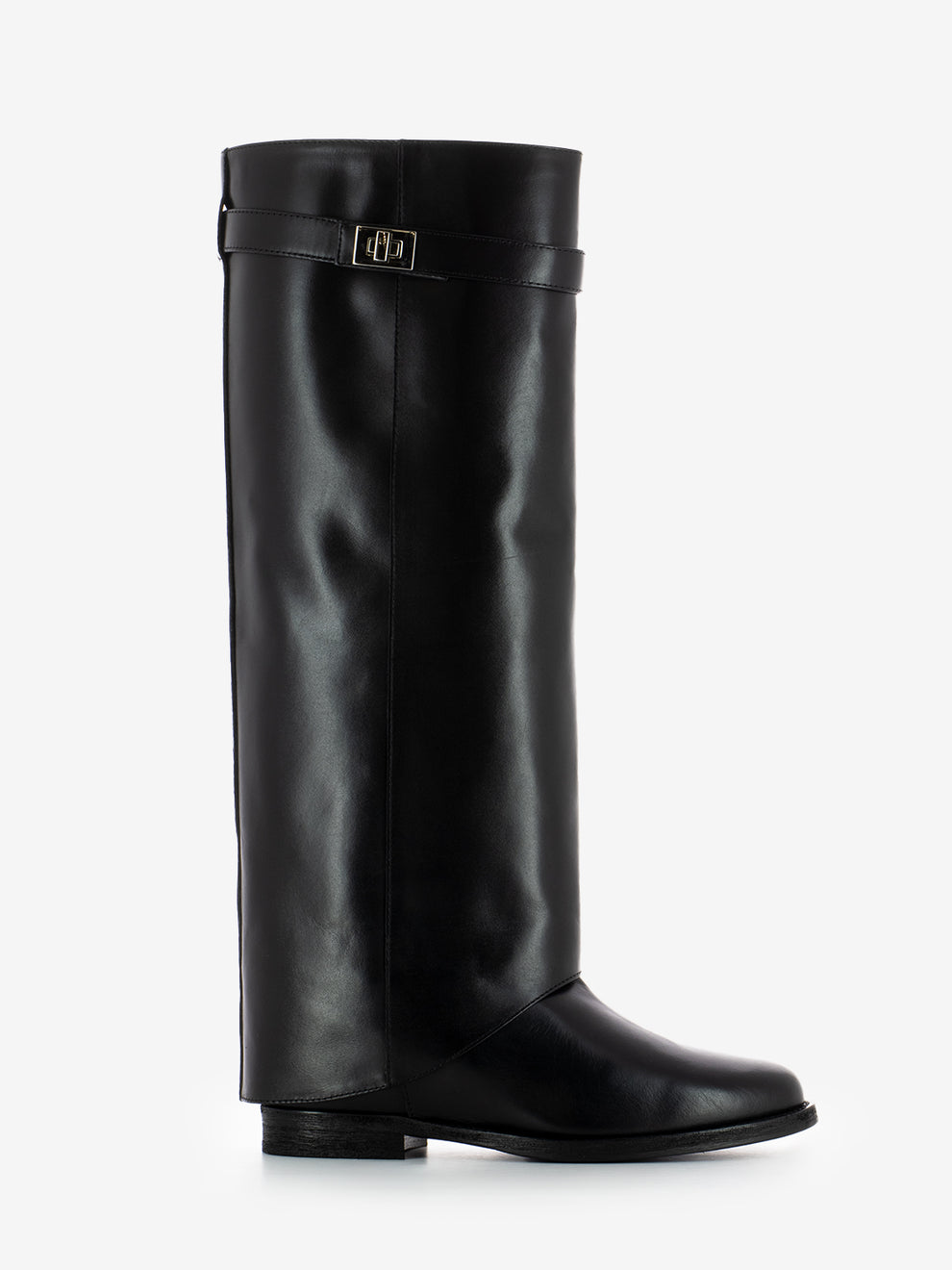 Stivali con risvolto e lucchetto nero