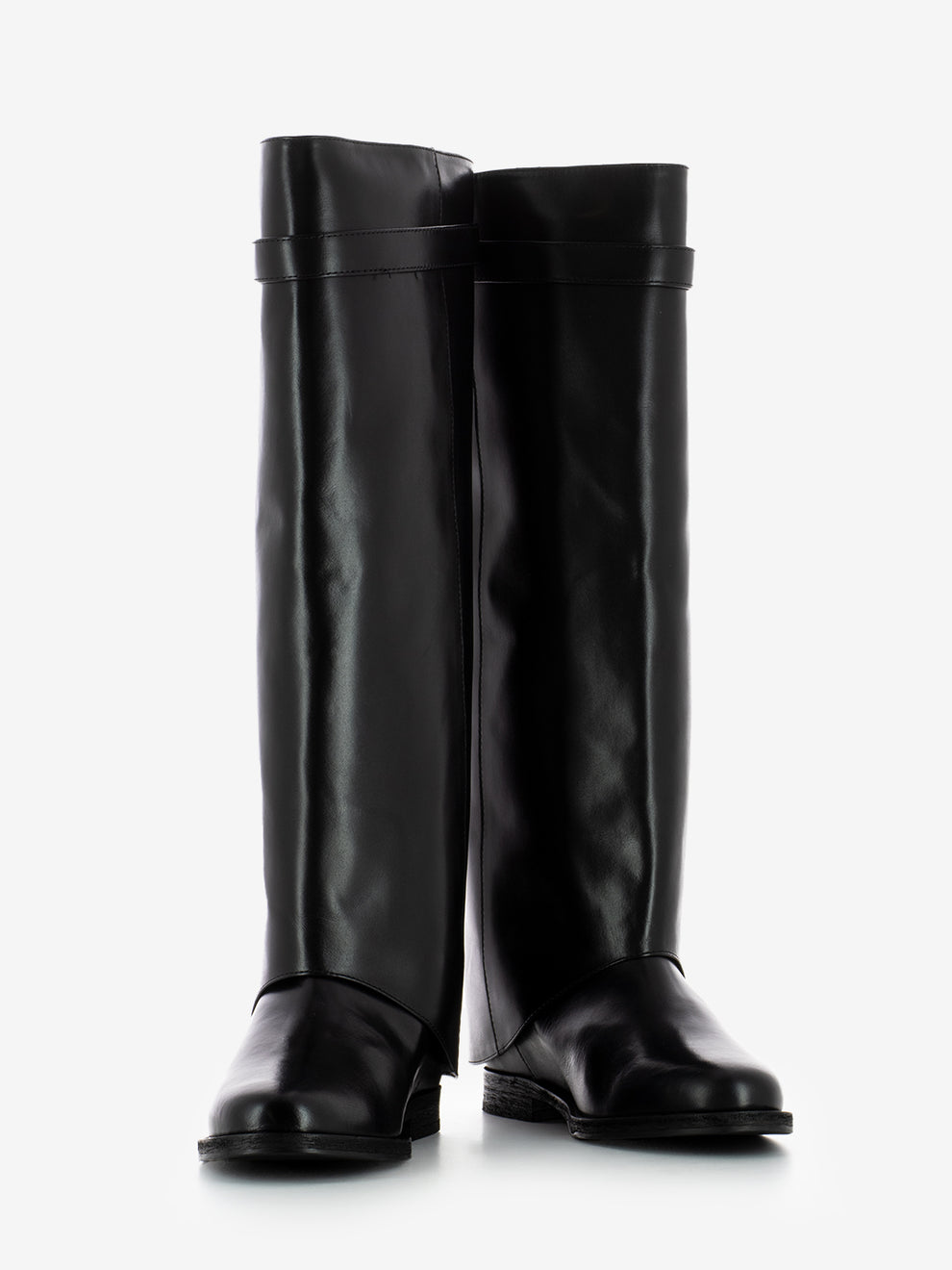 Stivali con risvolto e lucchetto nero