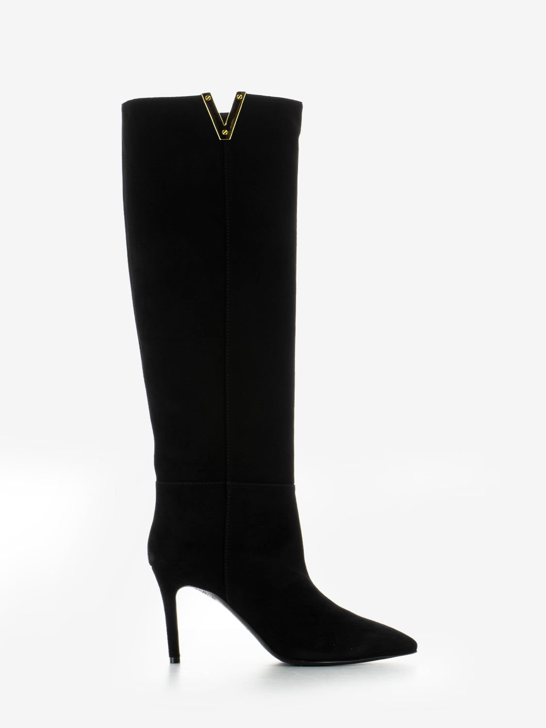 Stivali in suede con tacco fine nero