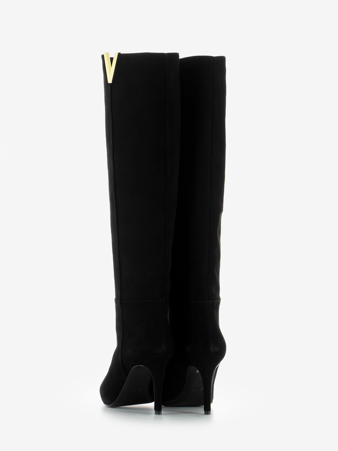 Stivali in suede con tacco fine nero