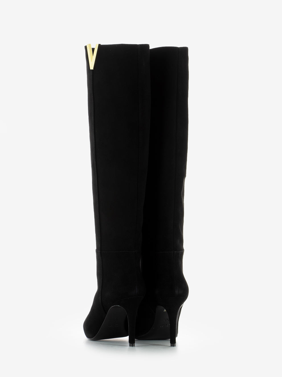 Stivali in suede con tacco fine nero