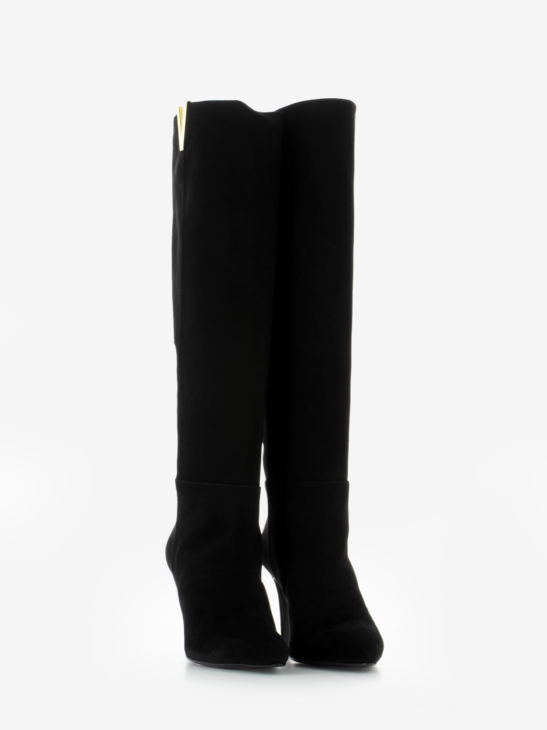 Stivali in suede con tacco fine nero