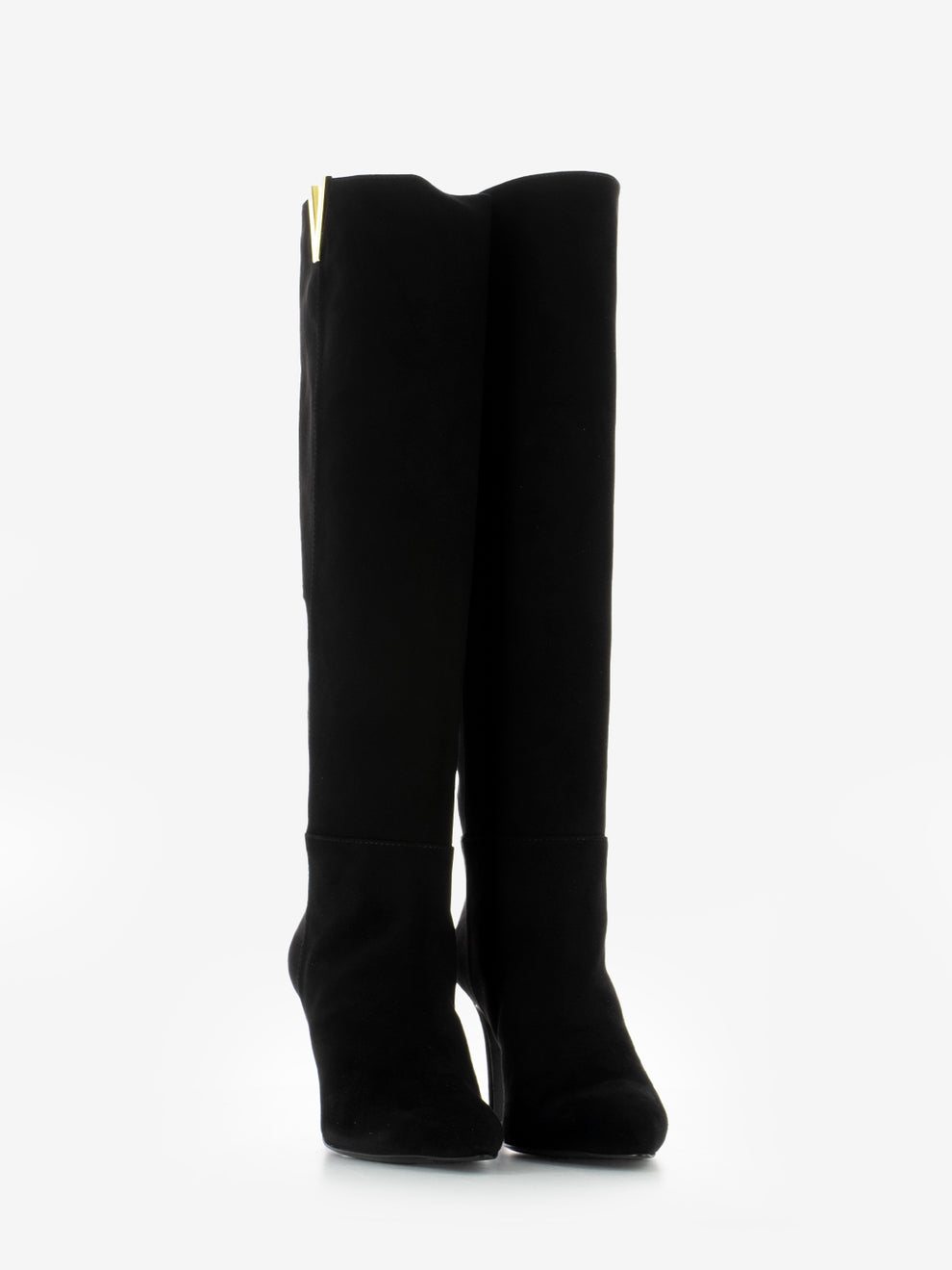 Stivali in suede con tacco fine nero