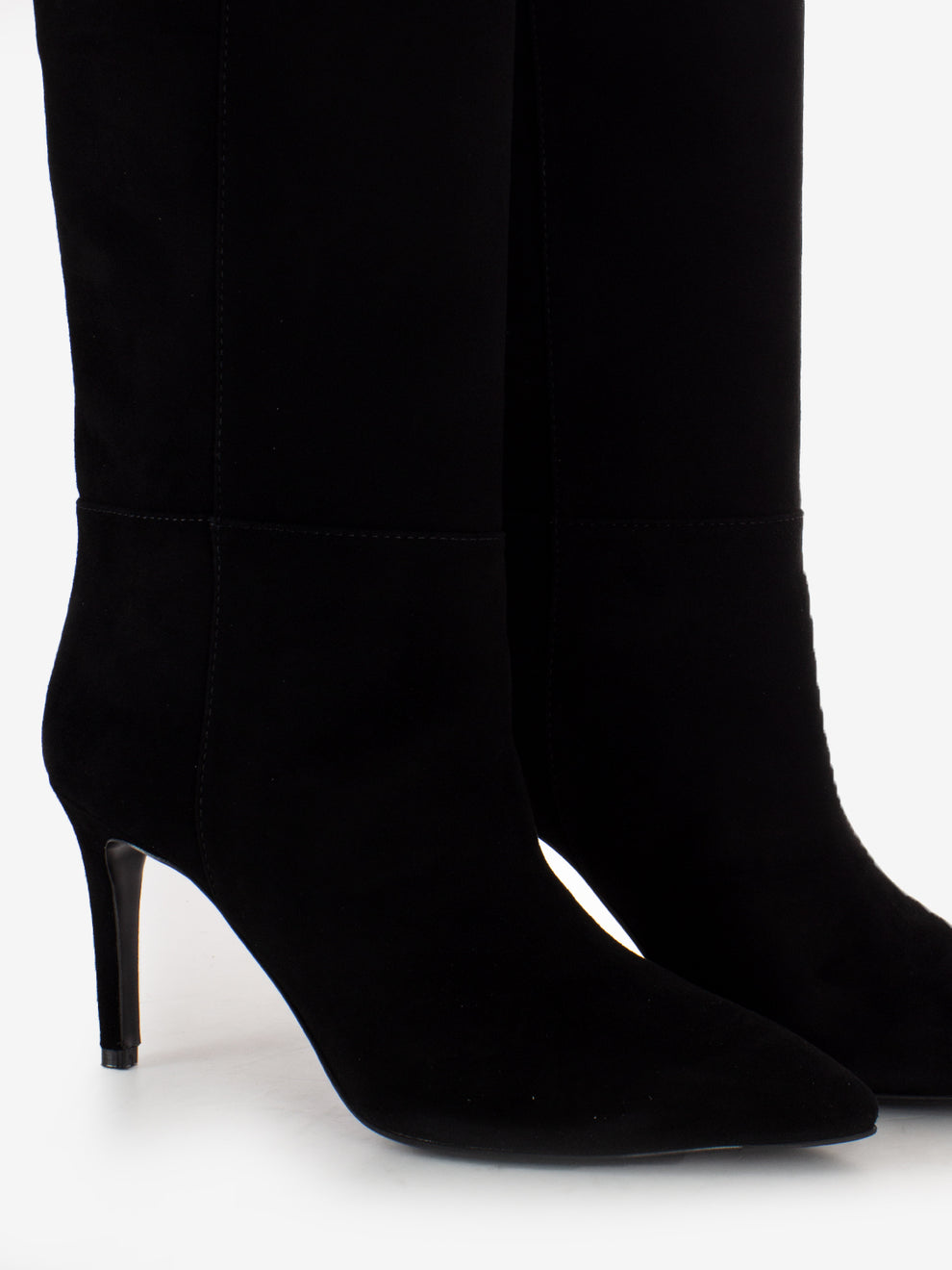 Stivali in suede con tacco fine nero