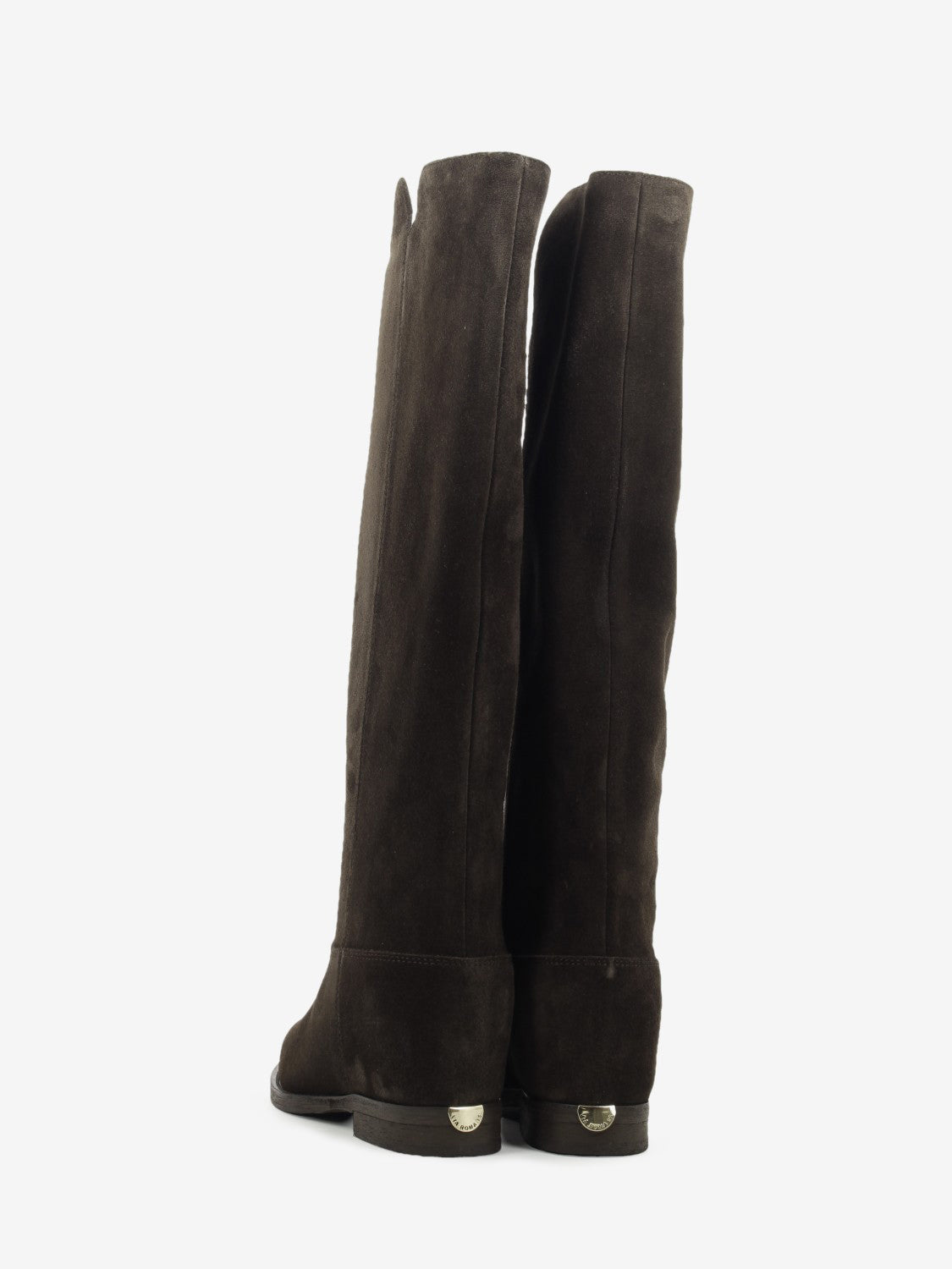Velour Boots with Side Slit, Dark Brown