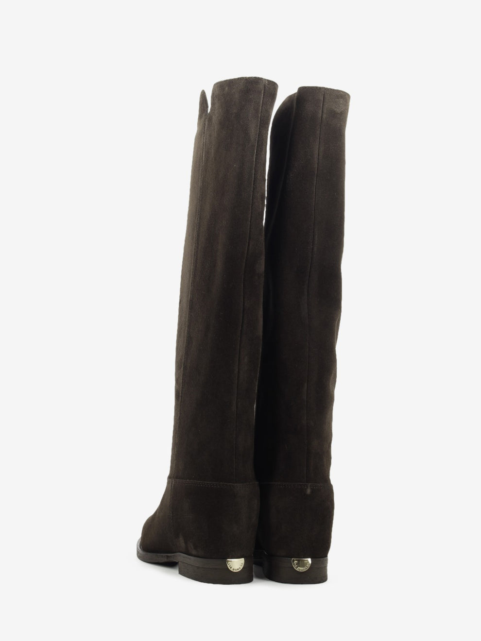 Velour Boots with Side Slit, Dark Brown